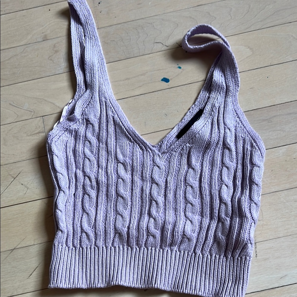 Lilac Cable Knit Crop Tank